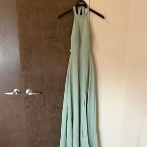 Azazie Halter Neck Maxi Dress in Mint